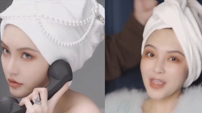 周扬青罕见挑战贵妇妆，五官深邃混血感十足，妥妥的颜值天花板