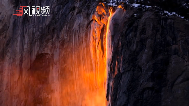 壮美奇观！美国优胜美地国家公园现“火瀑布”