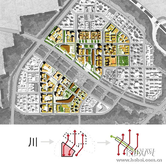 “川廊”空间形态平面图。