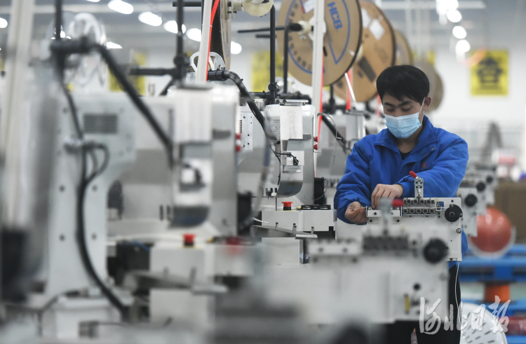 2021年3月10日，河北省邯郸市曲周县得润电子有限公司员工在生产线上作业。河北日报记者史晟全摄影报道