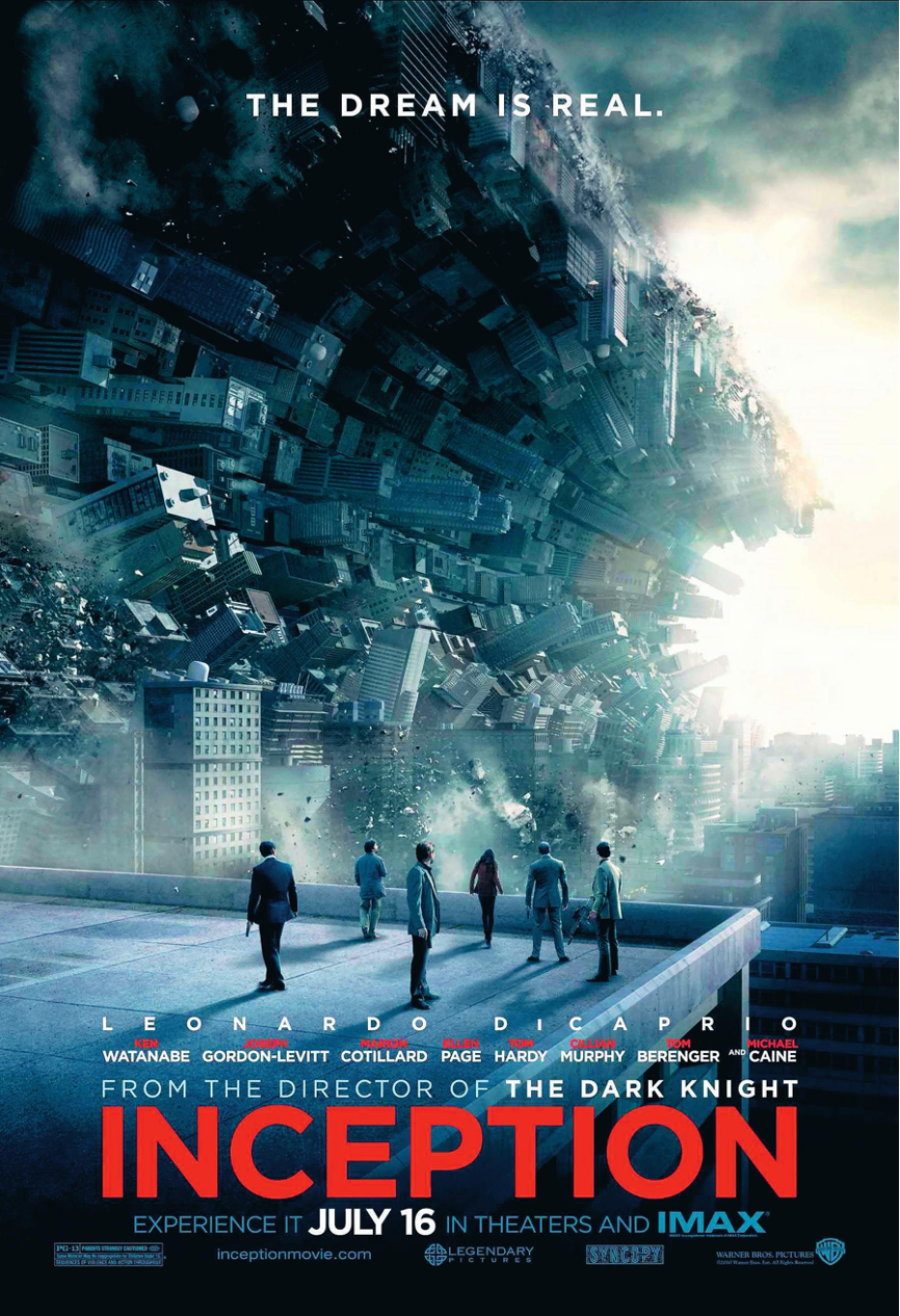 《盗梦空间》（2010）：随着诺兰和他的电影越来越受欢迎，电影明星无论多出名，都排在了他的想象力之后。这幅海报看起来就像是M. C.埃舍尔执导了一部《碟中谍》。