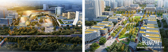 航企服务岛中轴片区效果图。