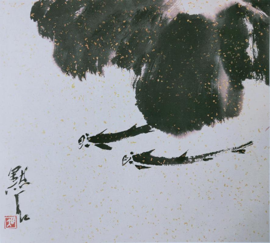 图2，《叶下听雨》26.5厘米&times;29.5厘米 2008年