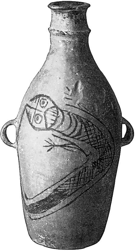 双耳鲵鱼纹彩陶瓶