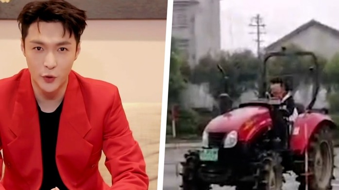 好努力！张艺兴为上节目学拖拉机考证，科目二训练姿势专业超有范