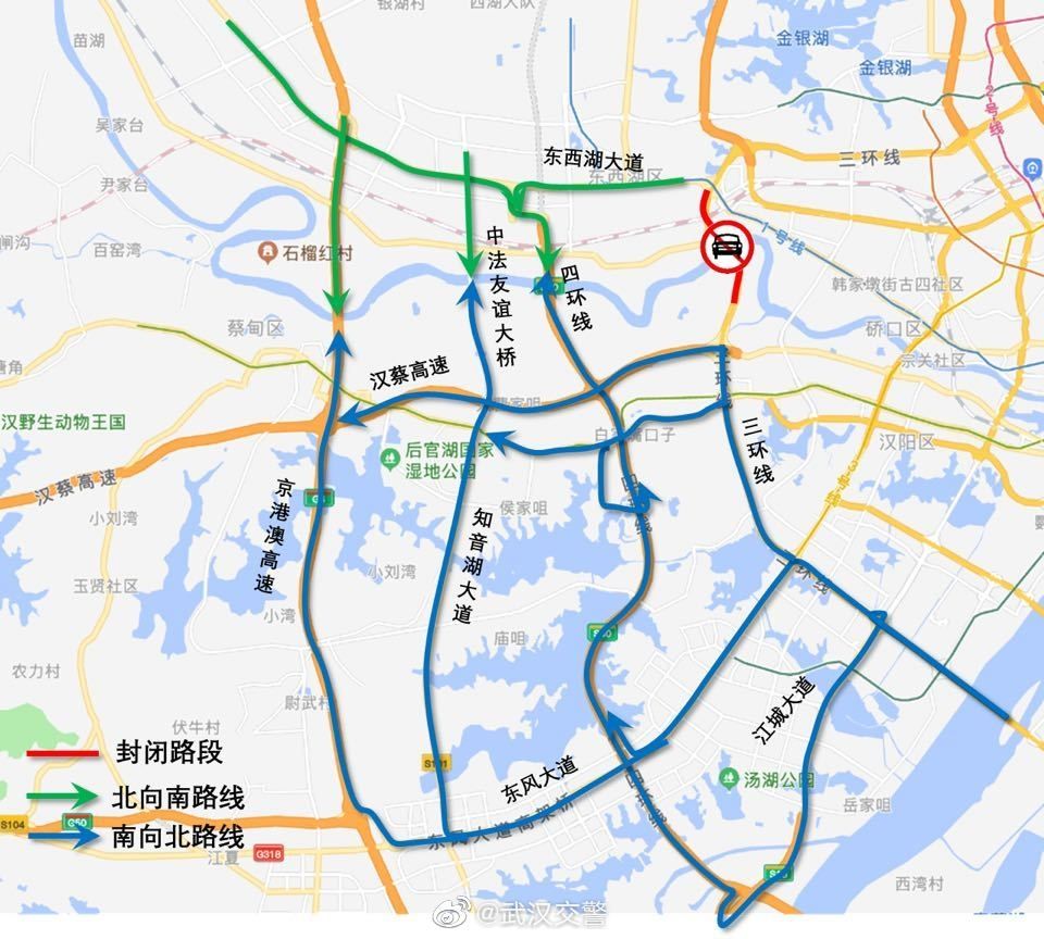 貨車繞行三環線以內客車可以繞行長豐大道,解放大道,古田橋,知音橋等