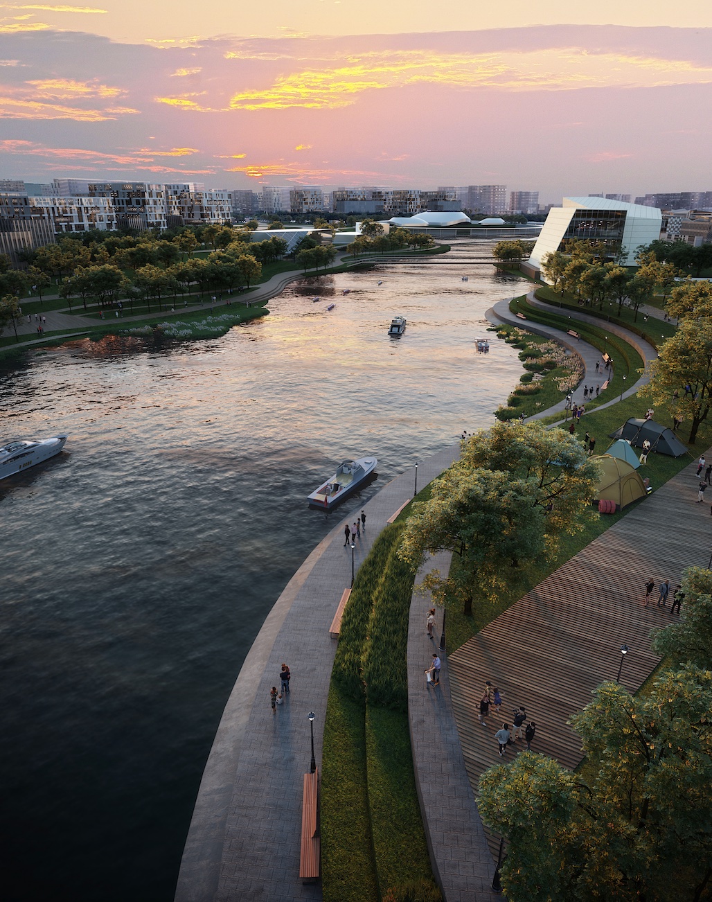 华侨城空港国际小镇中央水岸过程效果图如今的华侨城空港小镇,继续以"