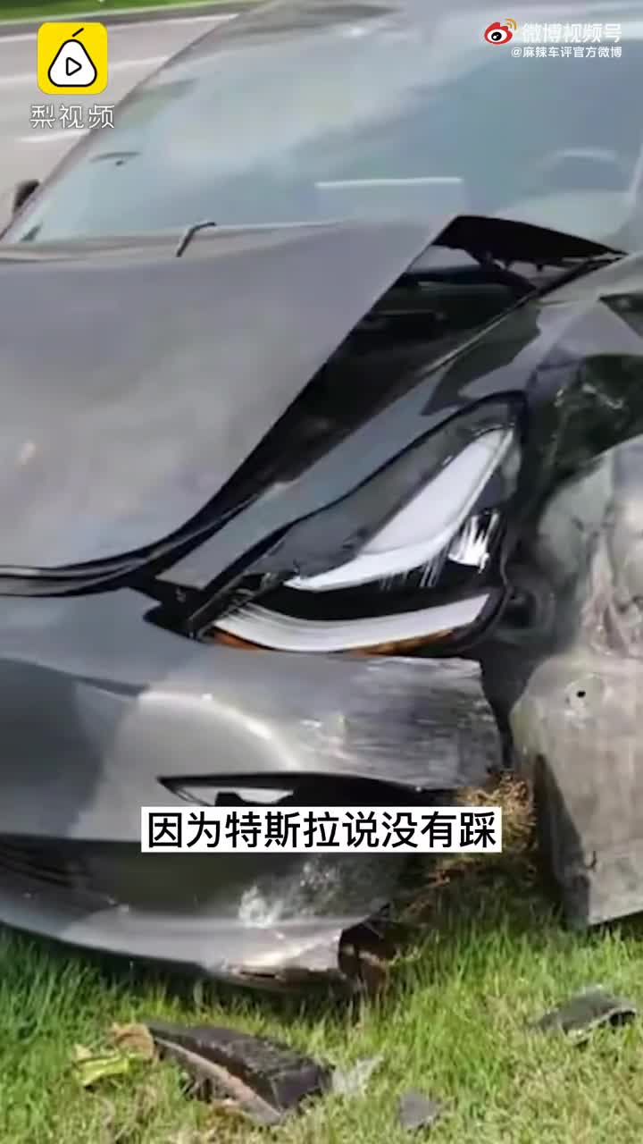 Model 3自动驾驶连撞两树 车头近报废气囊未弹出？_凤凰网视频_凤凰网