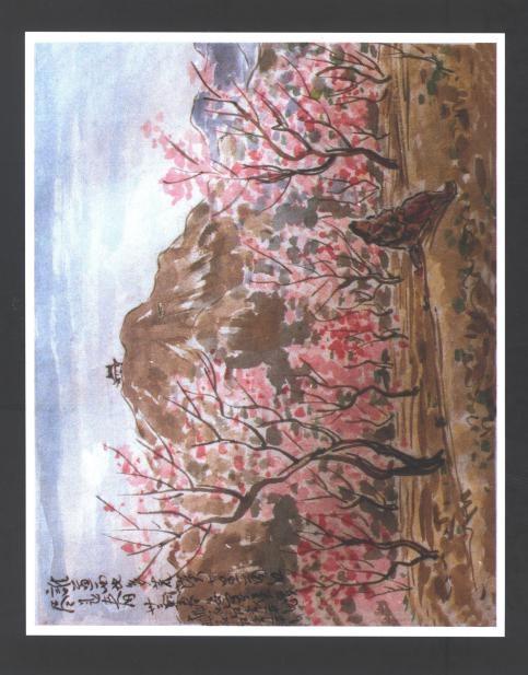 油画《安宁堡桃花》 王子云绘