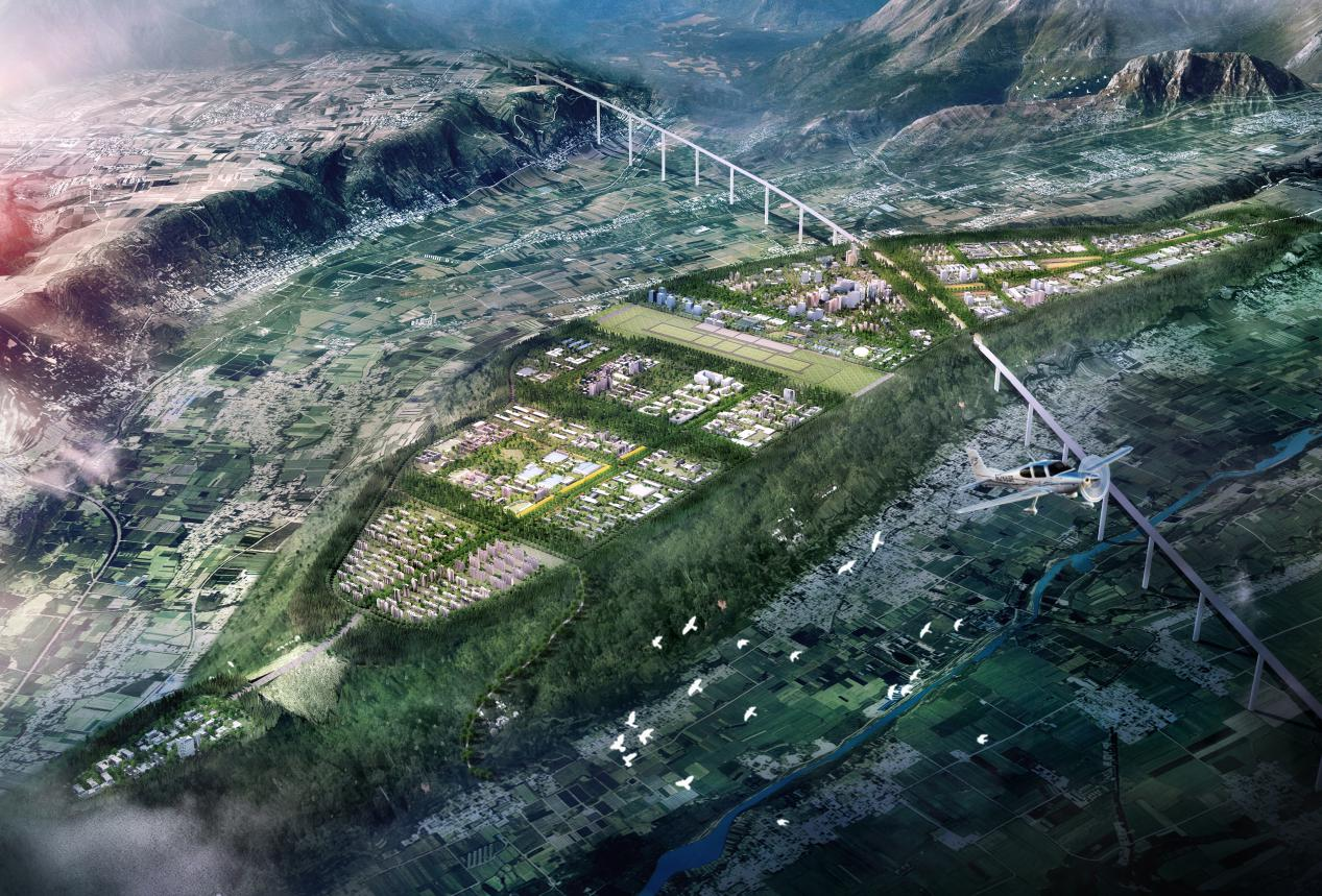 在蓝田县汤峪镇八里塬合作共建西安航空基地(蓝田)航空产业园,并先期