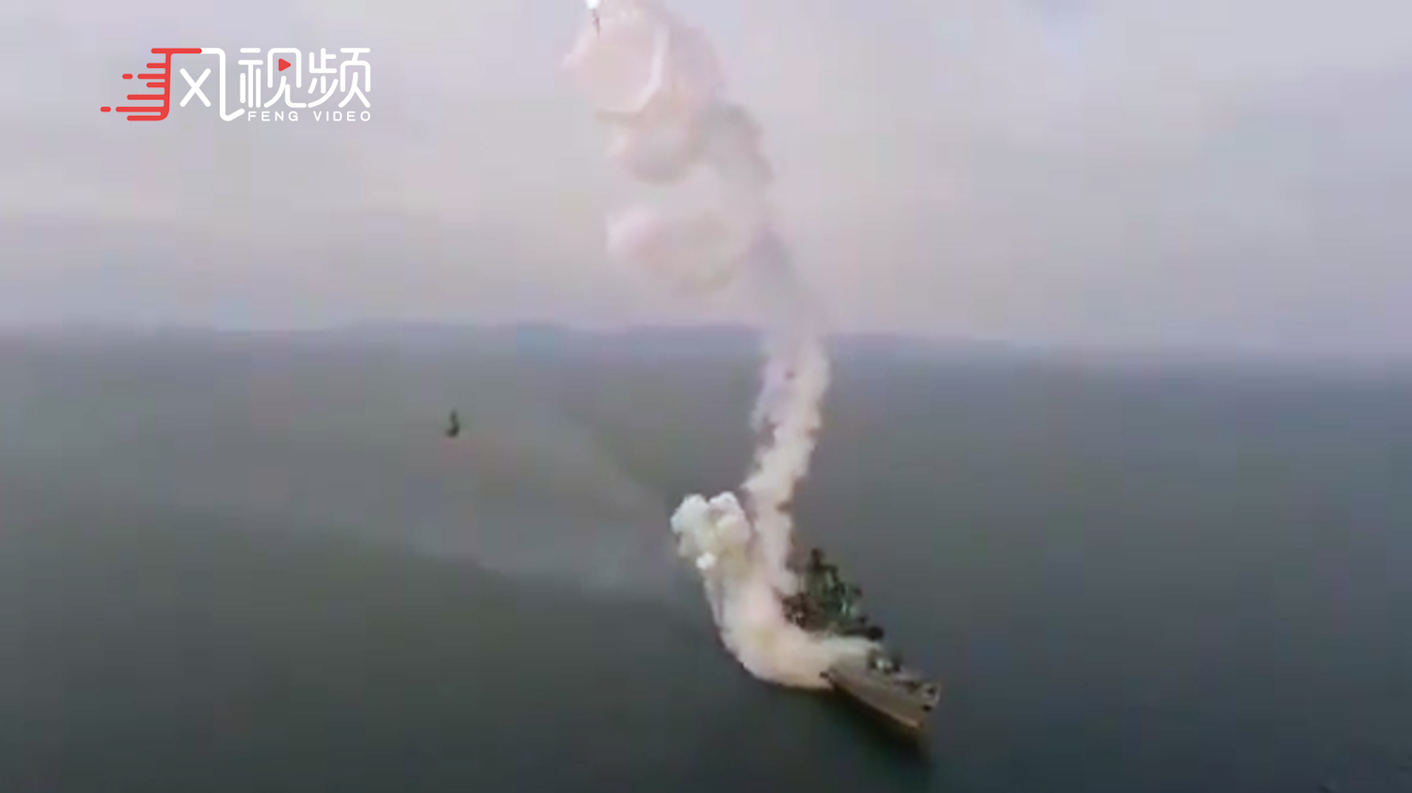 俄罗斯导弹发射后失控，在军舰上空螺旋打转后坠海