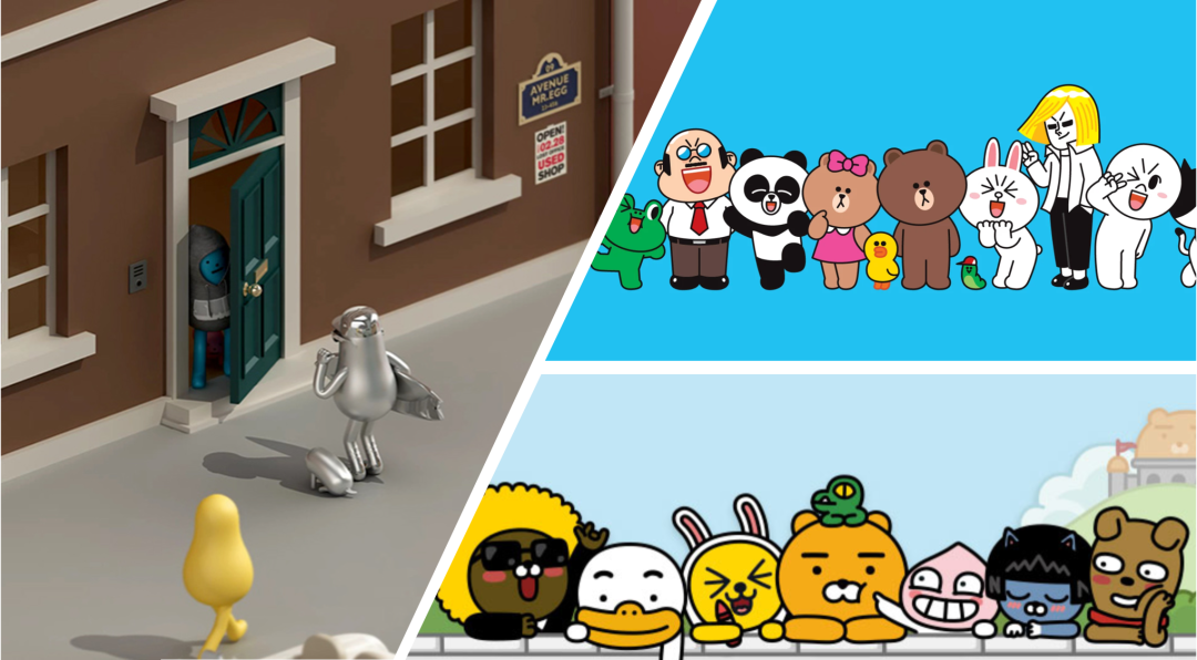 图｜Sticky Monster Lab 官网、LINE Friends、Kakao Friends