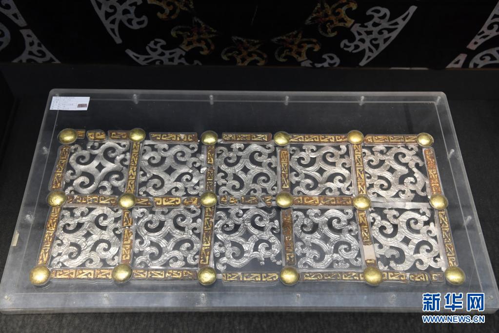 出土于马家塬西戎墓葬的车舆侧板装饰（5月18日摄）