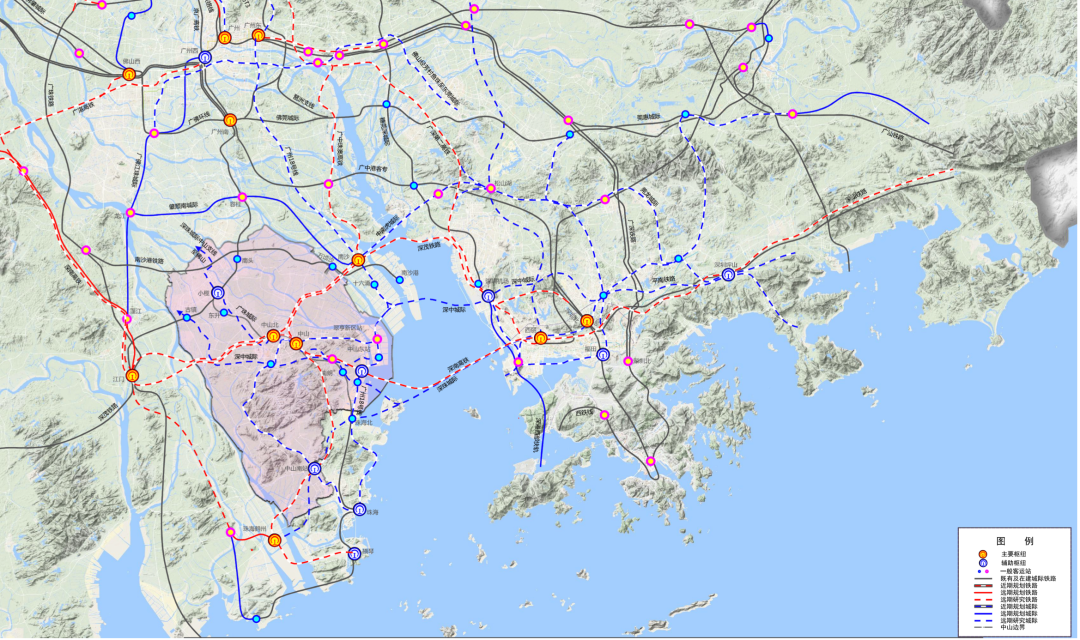 其次,近期規劃的鐵路中,廣中珠澳高鐵線路由南沙站→中山站→鶴洲站