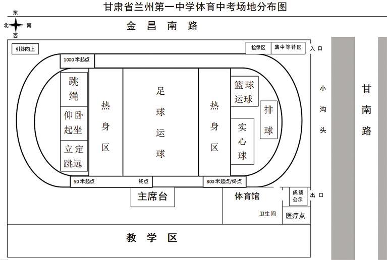 兰州第一中学体育中考场地分布图