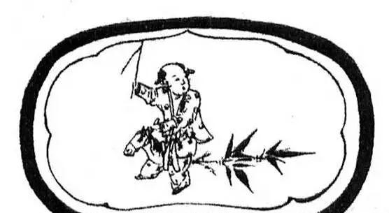 宋白底黑彩儿童骑竹马图瓷枕及线图