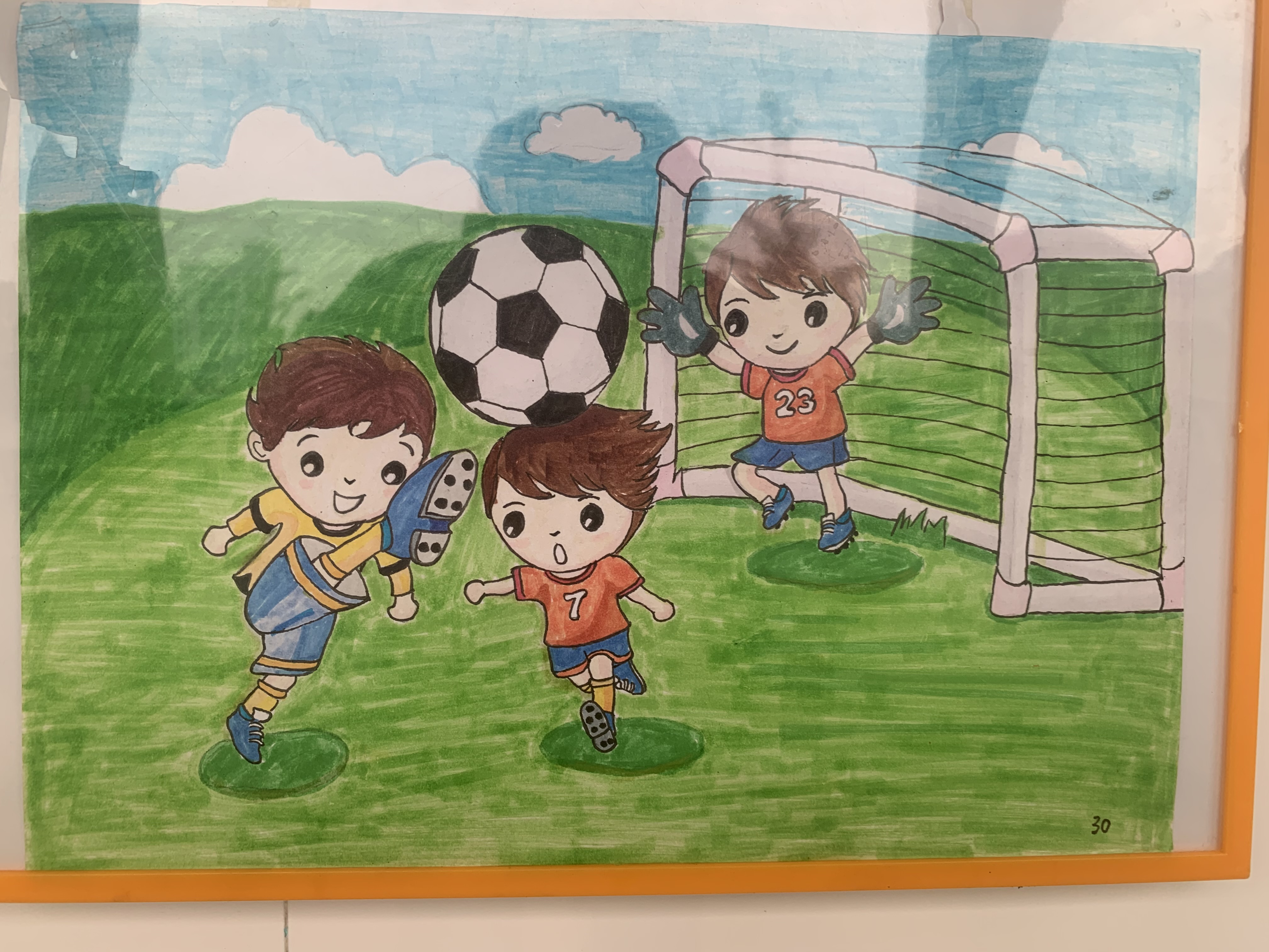 校园足球绘画 文化节图片