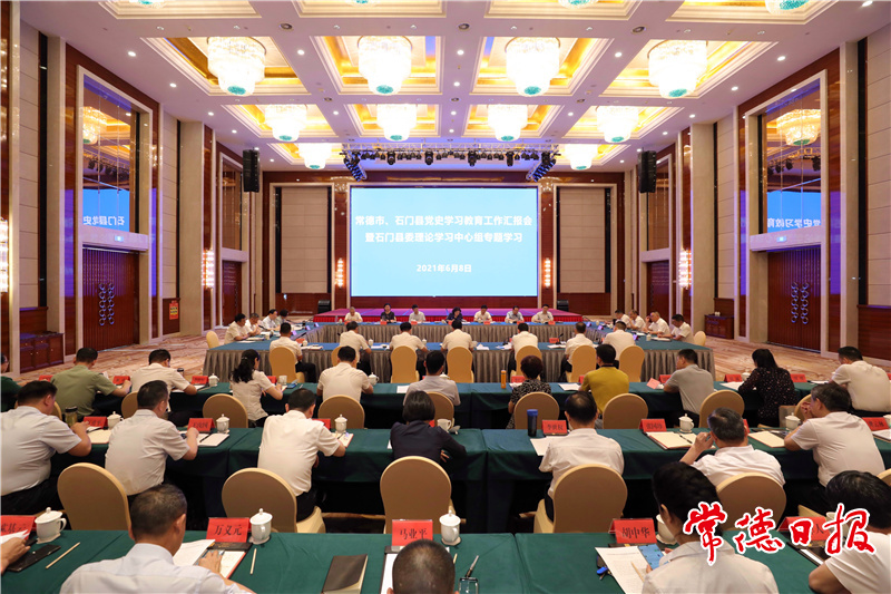 6月8日上午，常德市、石门县党史学习教育工作汇报会暨石门县委理论学习中心组专题学习现场。裴维维 摄