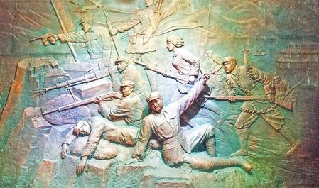纪念馆内展出的表现红西路军英勇战斗的浮雕