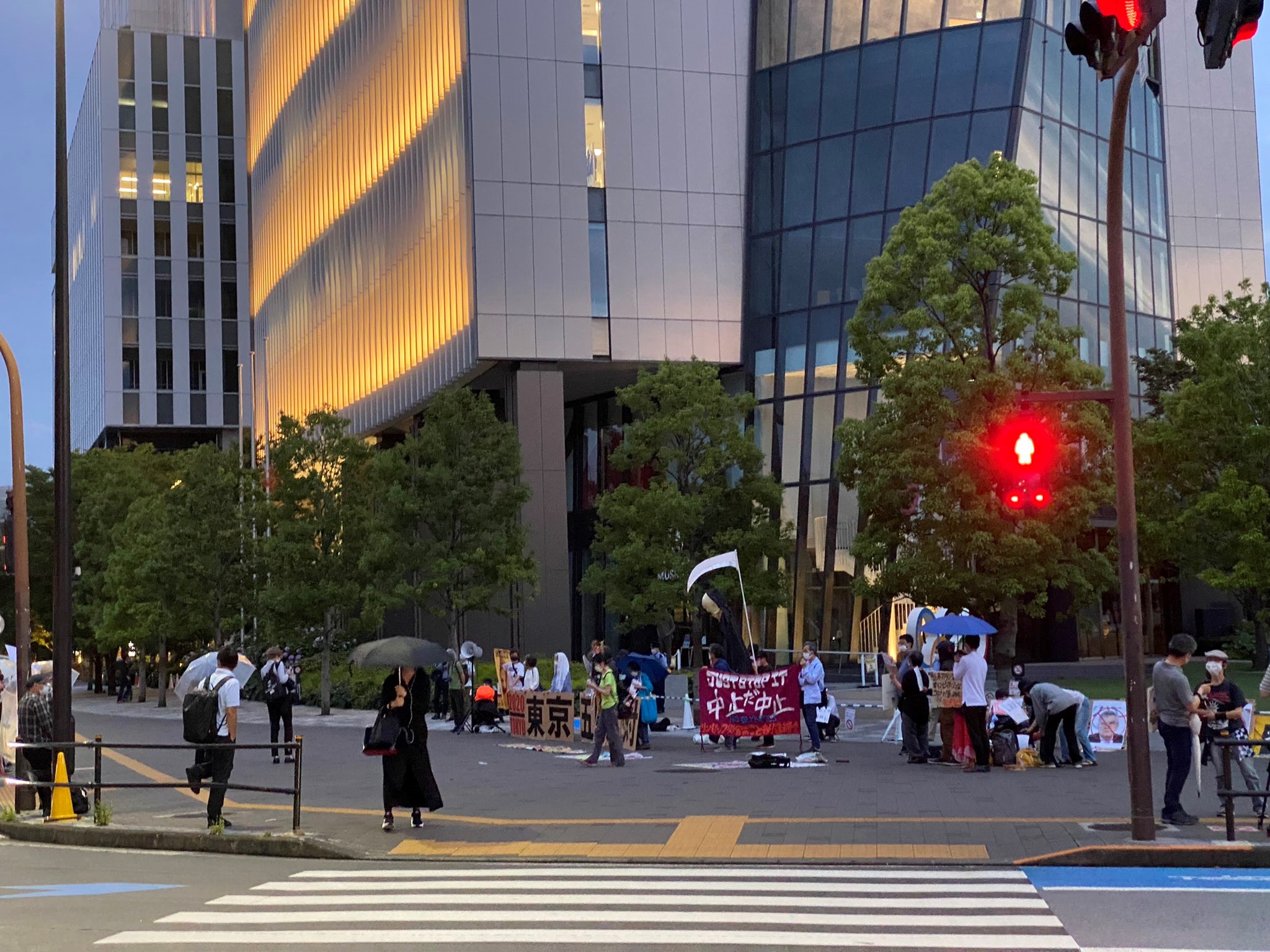 6月初，东京都街头的奥运会抗议集会。受访者供图