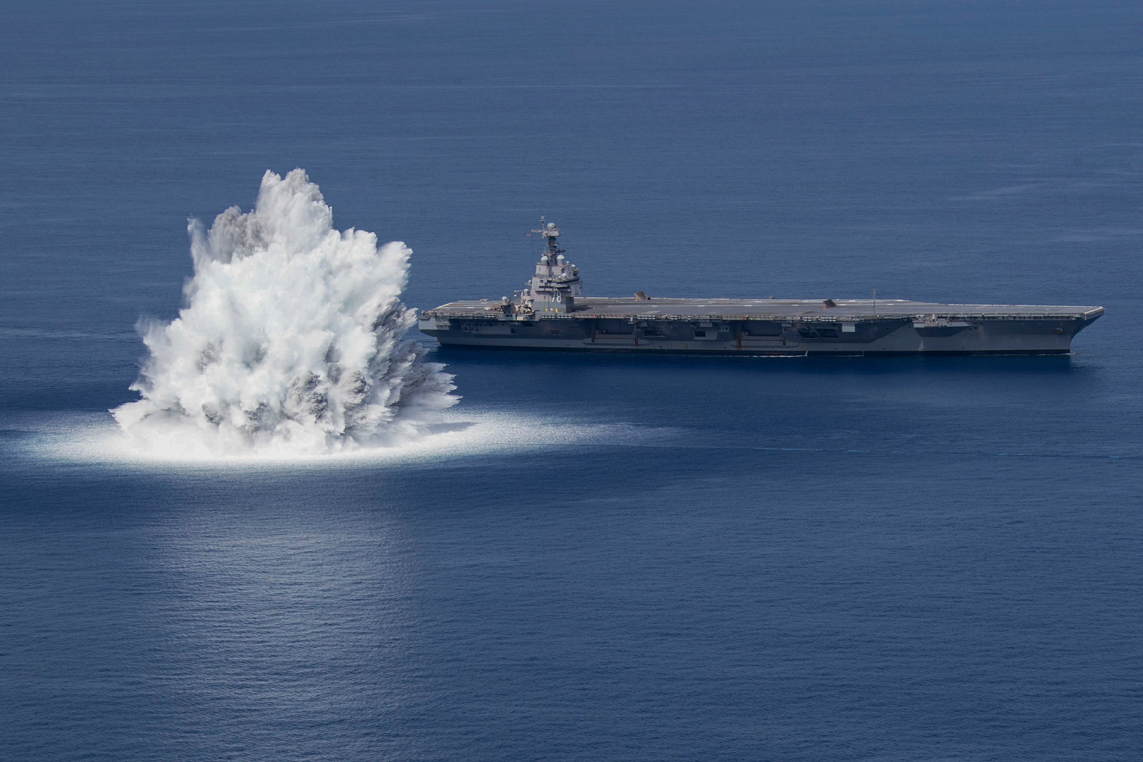 Dramatic Photos Show New US Aircraft Carrier In Explosion 'shock Trial ...