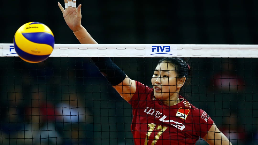 2015年FIVB世界女排大奖赛上颜妮网前瞬间