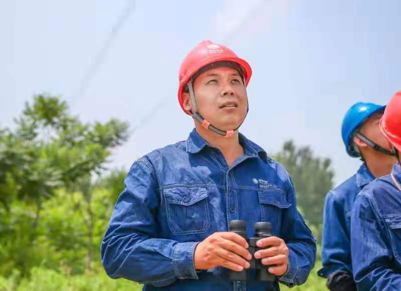 陶留海在勘察输电线路工作现场（罗浩 摄）