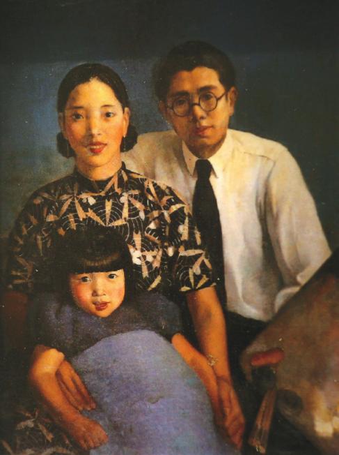 常书鸿20世纪30年代油画《画家家庭》