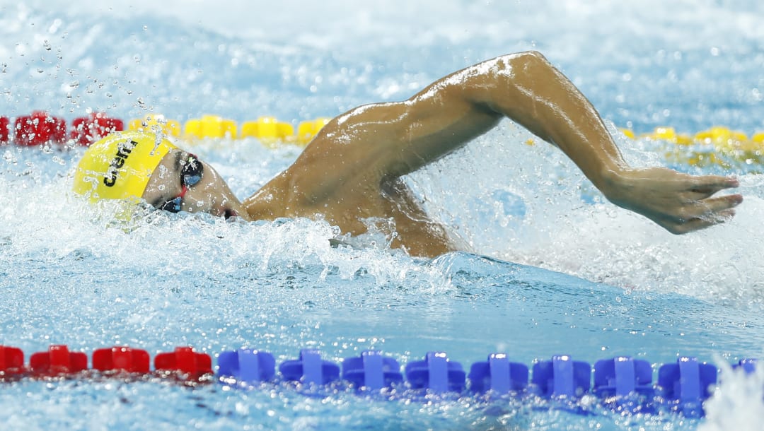 2018年国际泳联短池游泳世锦赛,男子4x200米自由泳接力赛现场