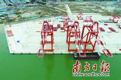 南沙四期工程施工现场鸟瞰图。广州港集团供图