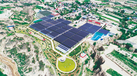 通渭县常家河镇的设施农业种植基地、生态采摘基地鸟瞰