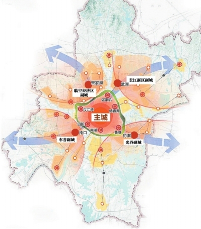 四大副城空间结构规划图。武汉市自然资源和规划局提供