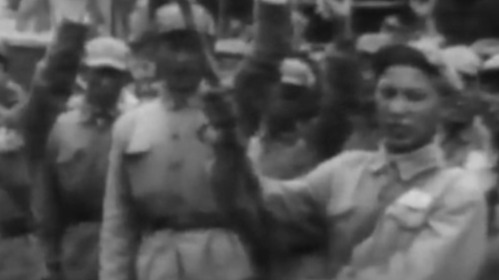 18军举行进军西藏誓师大会，张国华带领全体官兵宣读誓言