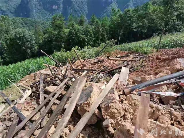湖北一村民紧急搬家12小时后住房被泥石流冲毁