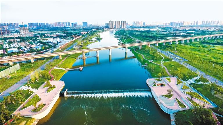 西咸新区沣河湿地公园水清景美，景色宜人。（资料图片 记者 郝钟毓 摄）