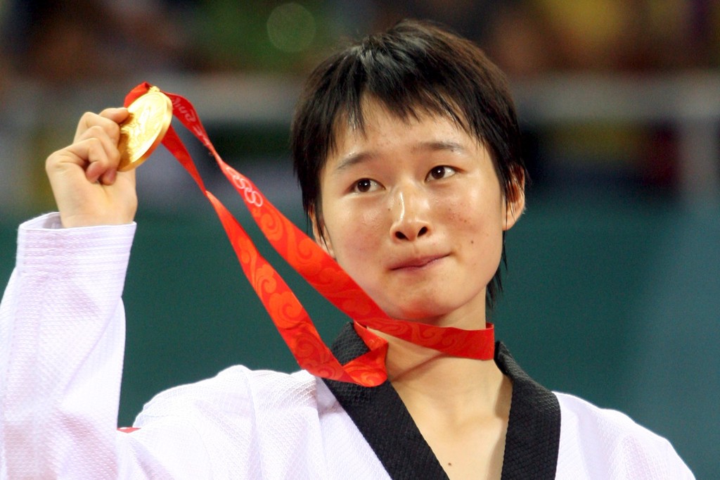 查看更多高清图片2008北京奥运会女子跆拳道49公斤级决赛,吴静钰夺冠