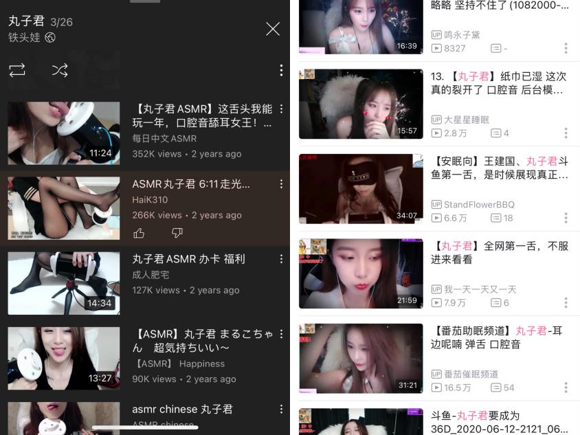 （丸子君Youtube、B站录屏截图）
