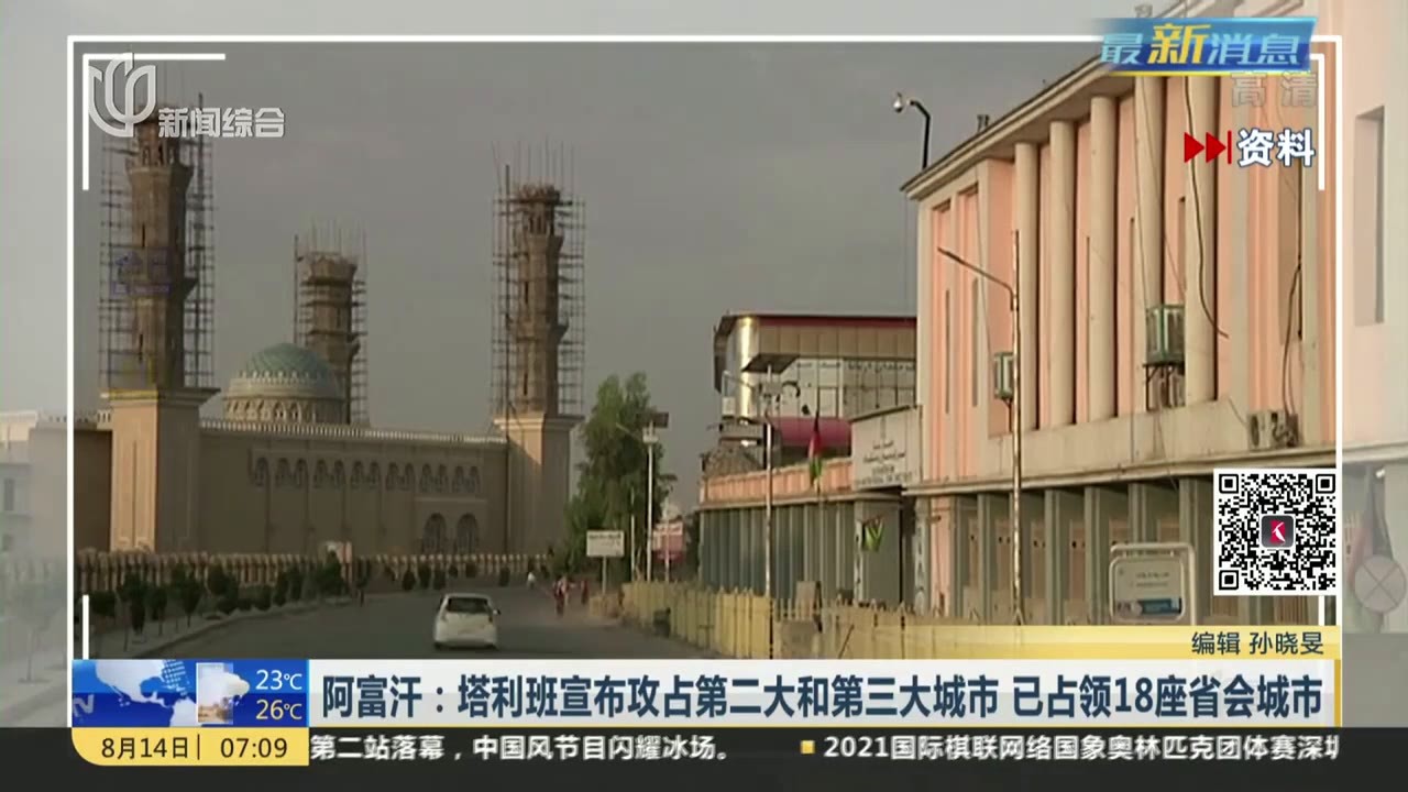 阿富汗:塔利班宣布攻占第二大和第三大城市 已占领18座省会城市