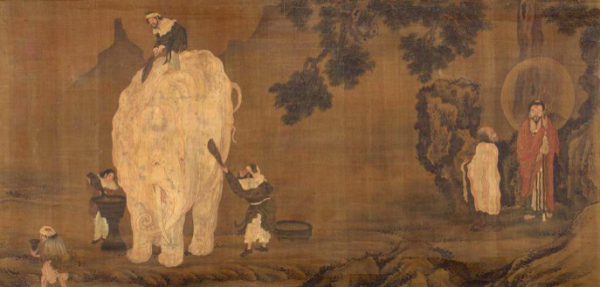 图8：宋代苏汉臣《洗象图》明代佚名仿本，美国亚瑟&middot;M&middot;萨克勒博物馆藏