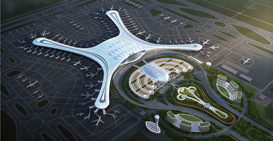 兰州中川机场三期扩建工程航站楼、综合交通中心建筑工程效果图