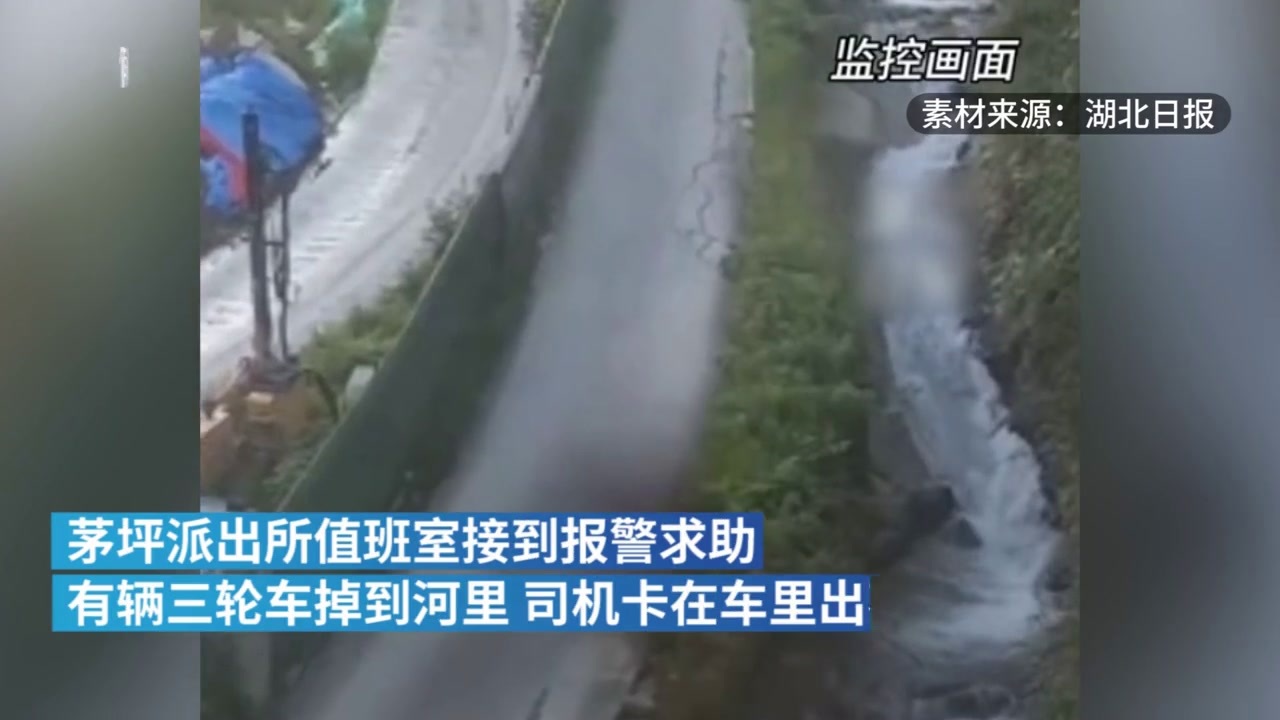 司机驾驶三轮车不慎坠河道，警民接力救起