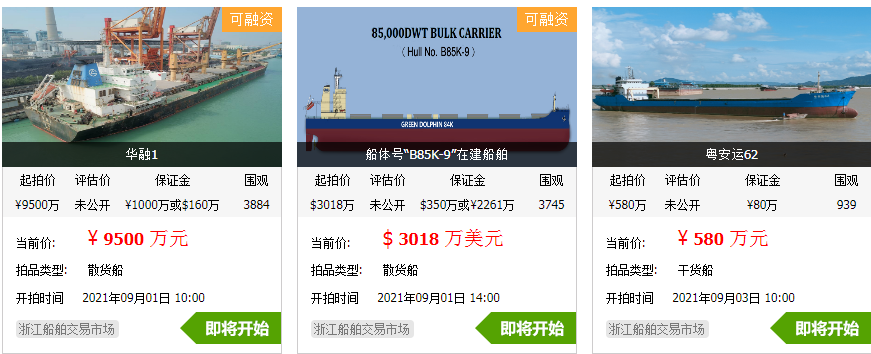 市场运力紧缺，8艘干散货船舶将集中上市拍卖