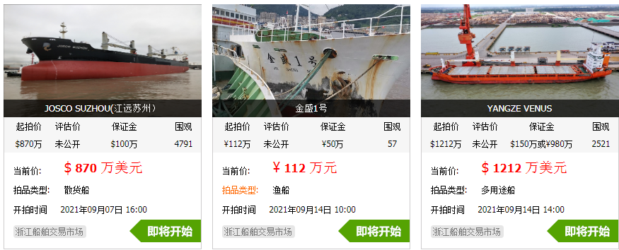 市场运力紧缺，8艘干散货船舶将集中上市拍卖