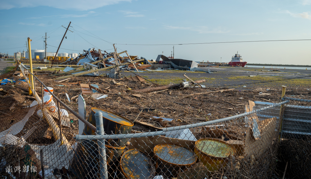 美国路易斯安那州艾达飓风灾区满目苍夷一片狼藉
