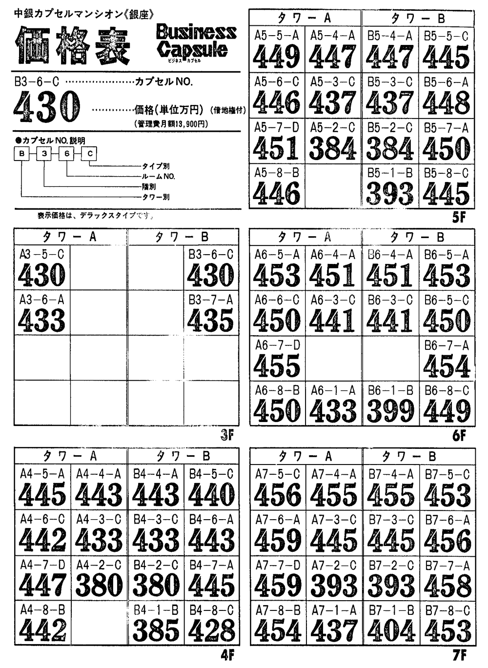 一份当时出售的价格表。 资料图