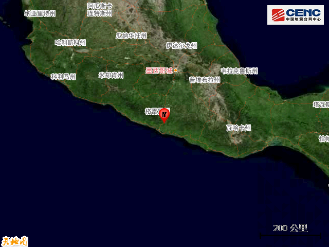 墨西哥发生71级地震震源深度30千米