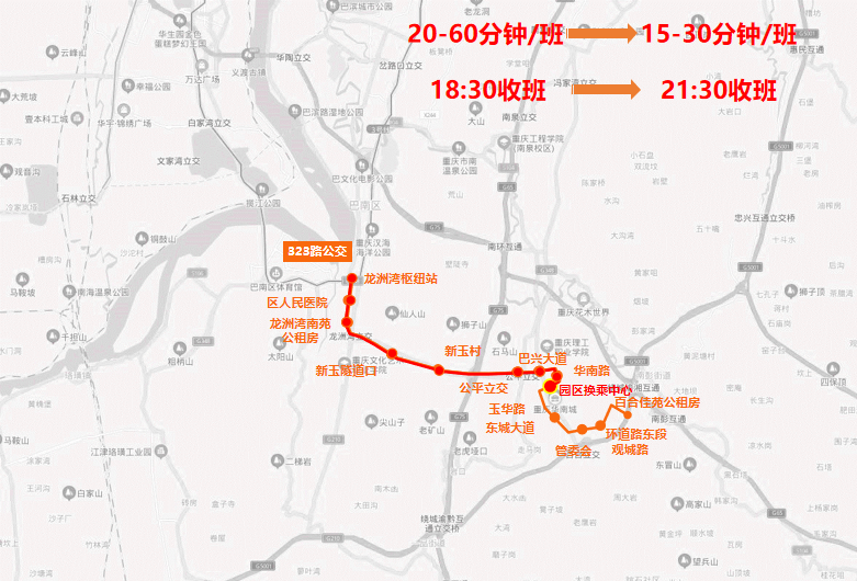 323路新增公交车开行线路及发车间隔、收班时间变化
