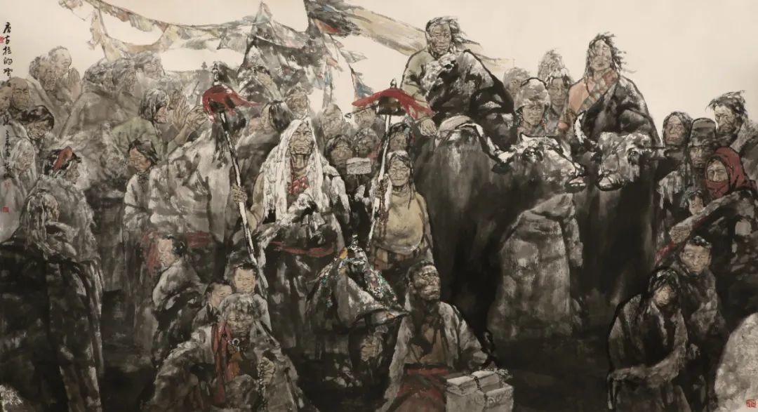 【唐古拉的脊梁】 设色纸本 400x200cm 2011年