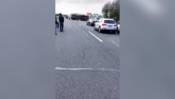 哈同高速哈尔滨路段一客车侧翻，致1死2伤