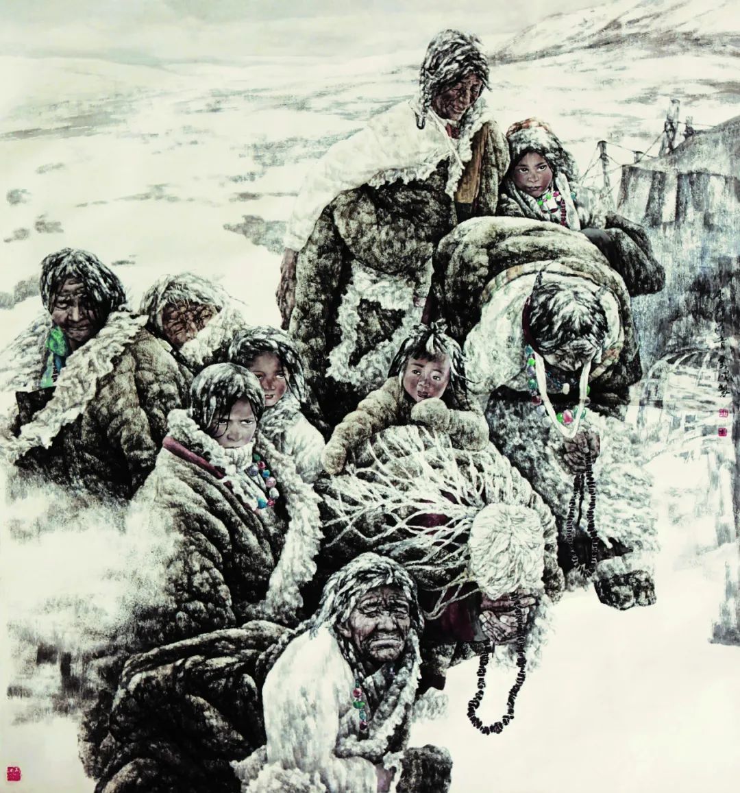 【雪野清音】 设色纸本 170x200cm 2004年 入选第十届全国美术作品展